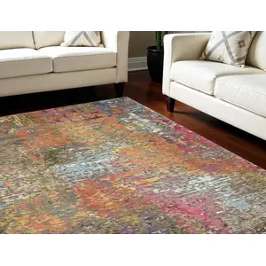 Photo of Blue and Orange Abstract Non Skid Area Rug