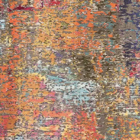 Blue and Orange Abstract Non Skid Area Rug Photo 6