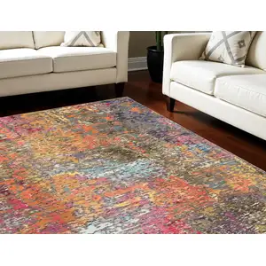 Photo of Blue and Orange Abstract Non Skid Area Rug