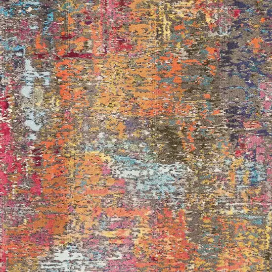 Blue and Orange Abstract Non Skid Area Rug Photo 7