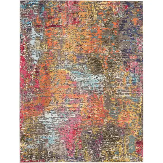 Blue and Orange Abstract Non Skid Area Rug Photo 2