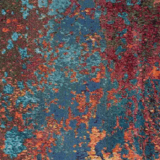 Blue and Orange Abstract Power Loom Area Rug Photo 5