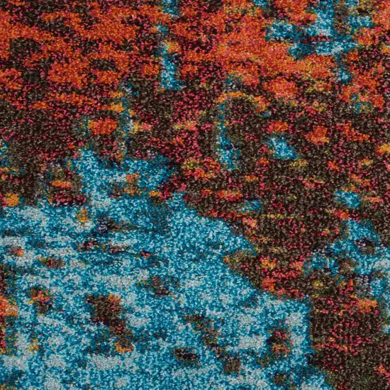 Blue and Orange Abstract Power Loom Area Rug Photo 7