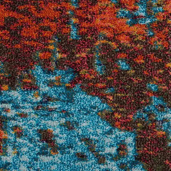 Blue and Orange Abstract Power Loom Area Rug Photo 8