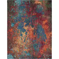 Photo of Blue and Orange Abstract Power Loom Area Rug