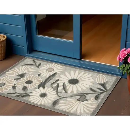 Blue and Orange Floral Power Loom Area Rug Photo 1