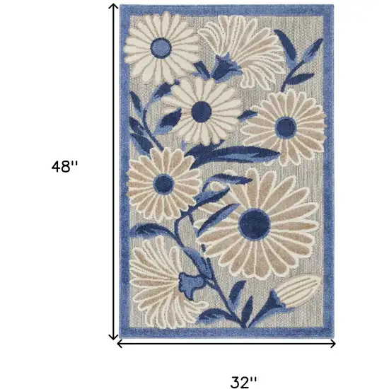 Blue and Orange Floral Power Loom Area Rug Photo 8