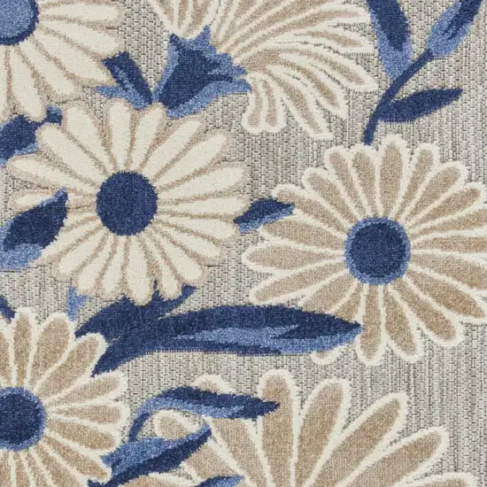 Blue and Orange Floral Power Loom Area Rug Photo 5