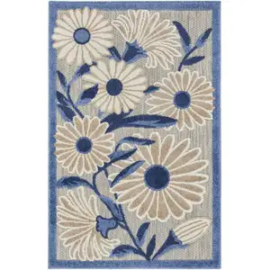 Photo of Blue and Orange Floral Power Loom Area Rug