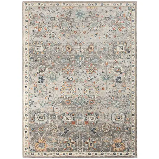 Blue and Orange Floral Stain Resistant Indoor Outdoor Area Rug Photo 2