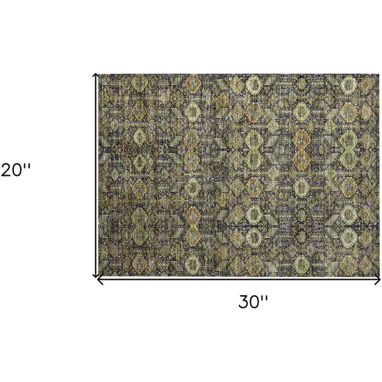 Blue and Orange Floral Washable Non Skid Indoor Outdoor Area Rug Photo 3