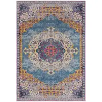 Photo of Blue and Orange Medallion Power Loom Area Rug