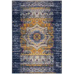 Photo of Blue and Orange Medallion Power Loom Area Rug