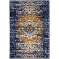 Photo of Blue and Orange Medallion Power Loom Area Rug