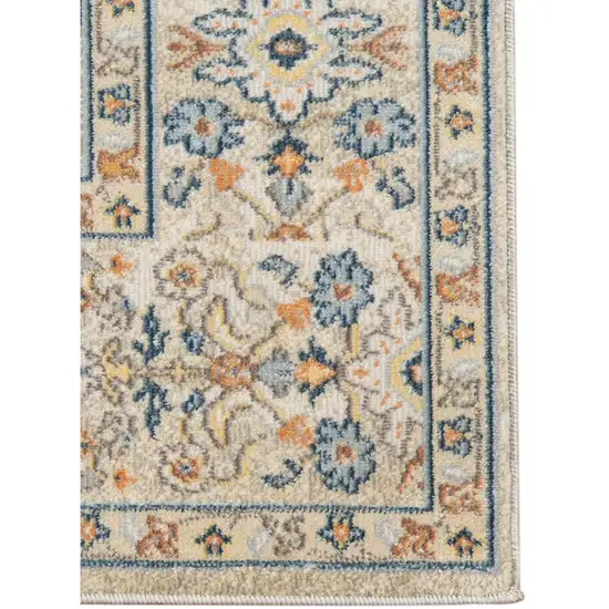 Blue and Orange Medallion Stain Resistant Indoor Outdoor Area Rug Photo 3