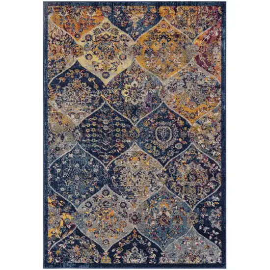 Blue and Orange Moroccan Power Loom Area Rug Photo 1