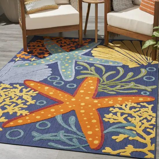 Orange Green and Blue Indoor Outdoor Area Rug Photo 7