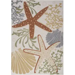 Photo of Blue and Orange Starfish Power Loom Area Rug