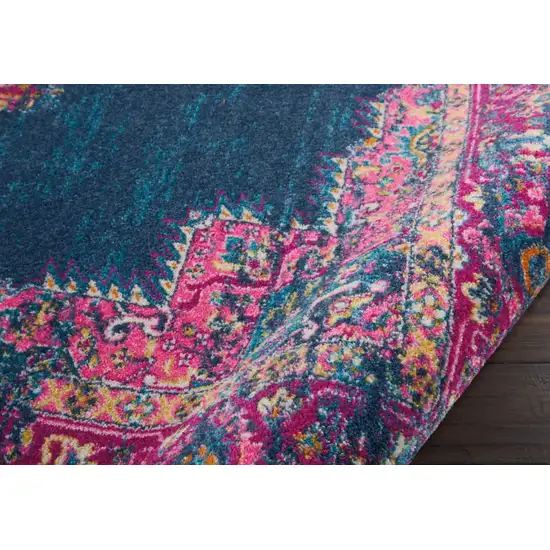 Blue and Pink Medallion Area Rug Photo 2