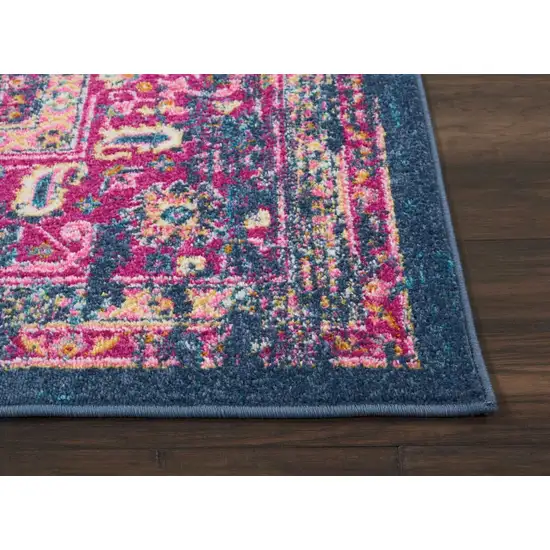 Blue and Pink Medallion Area Rug Photo 6