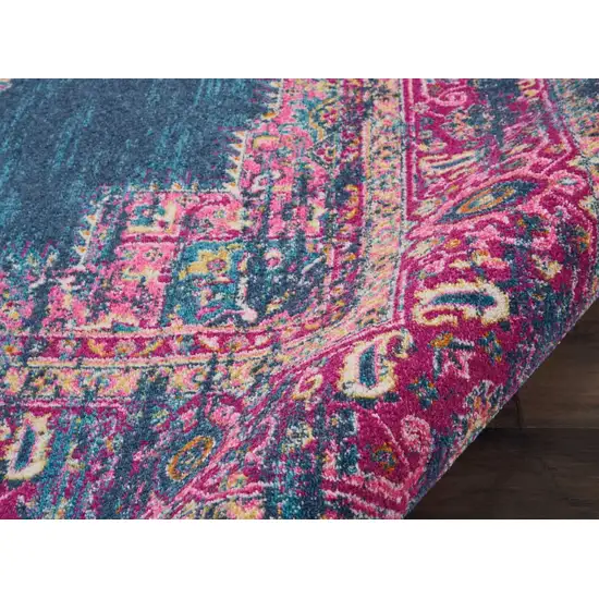 Blue and Pink Medallion Area Rug Photo 2