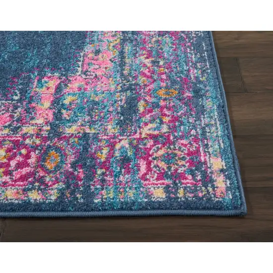 Blue and Pink Medallion Area Rug Photo 7