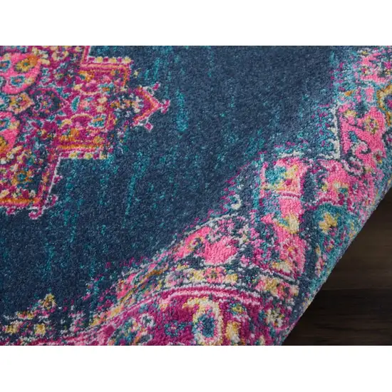 Blue and Pink Medallion Area Rug Photo 4