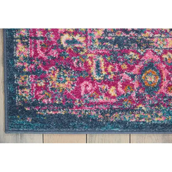 Blue and Pink Medallion Area Rug Photo 2