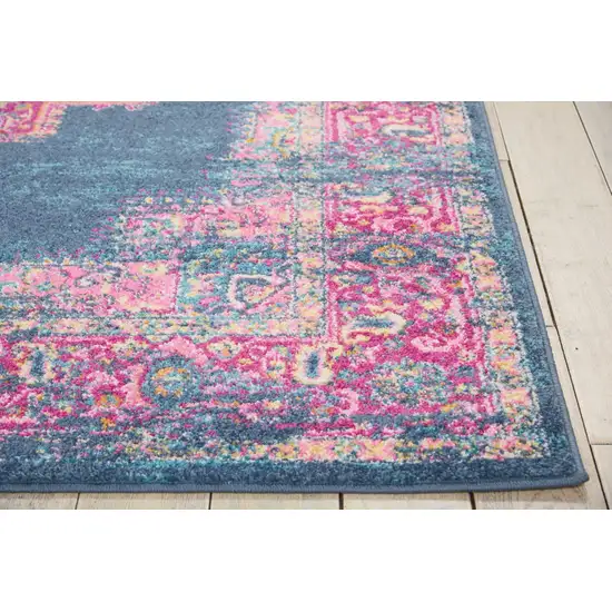 Blue and Pink Medallion Area Rug Photo 7