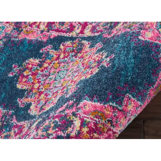 Blue and Pink Medallion Scatter Rug Photo 2