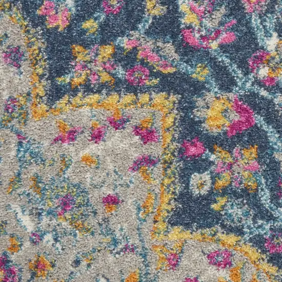Blue and Pink Medallion Scatter Rug Photo 2