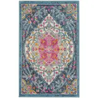 Photo of Blue and Pink Medallion Scatter Rug