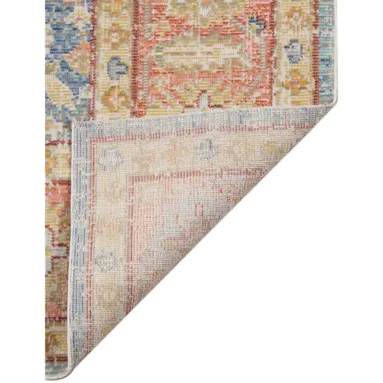 Blue and Pink Oriental Power Loom Distressed Area Rug Photo 4