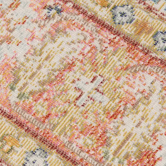 Blue and Pink Oriental Power Loom Distressed Area Rug Photo 6