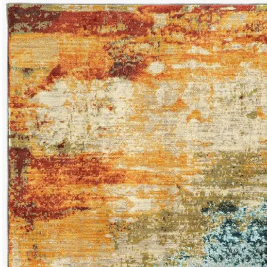 Blue and Red Distressed Area Rug Photo 4