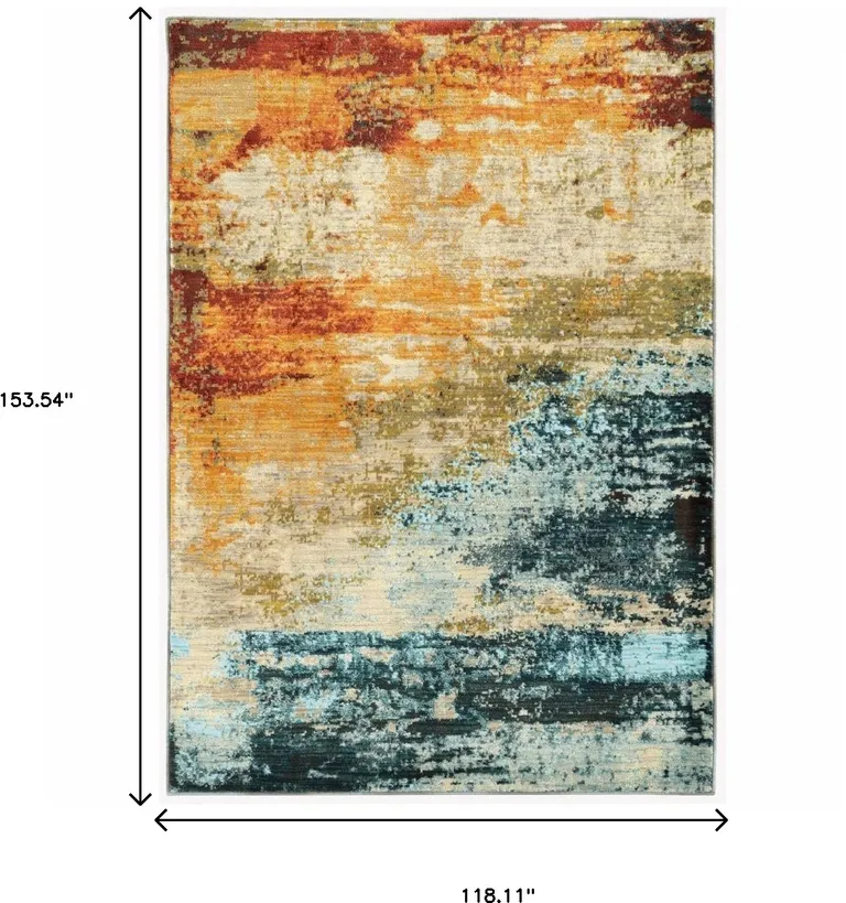 Blue and Red Distressed Area Rug Photo 4