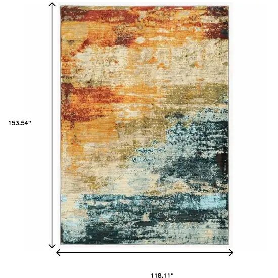 Blue and Red Distressed Area Rug Photo 4