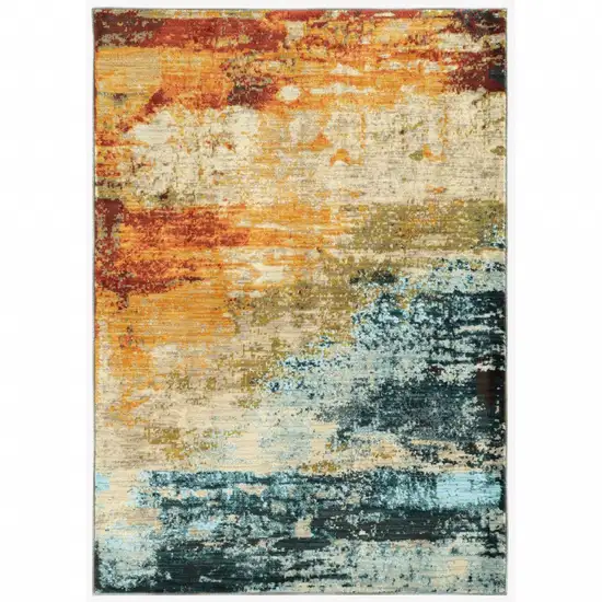 Blue and Red Distressed Area Rug Photo 1