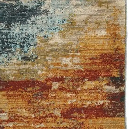 Blue and Red Distressed Runner Rug Photo 3