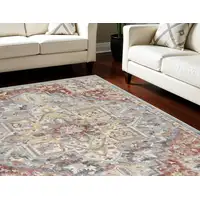 Photo of Blue and Red Floral Distressed Area Rug