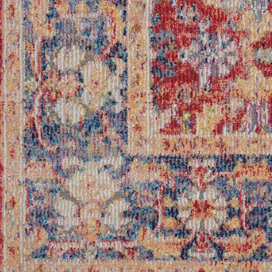 Blue and Red Floral Distressed Non Skid Area Rug Photo 5