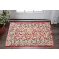 Photo of Blue and Red Floral Distressed Non Skid Area Rug