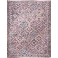 Photo of Blue and Red Floral Power Loom Distressed Washable Area Rug
