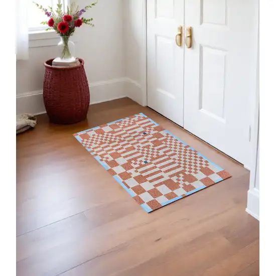 Blue and Red Geometric Non Skid Area Rug Photo 1