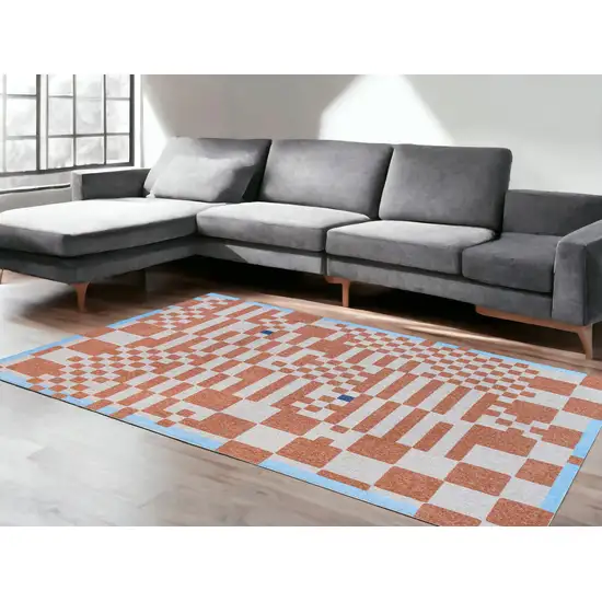 Blue and Red Geometric Non Skid Area Rug Photo 1