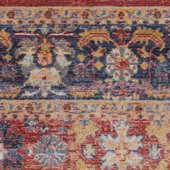 Blue and Red Oriental Distressed Non Skid Area Rug Photo 8