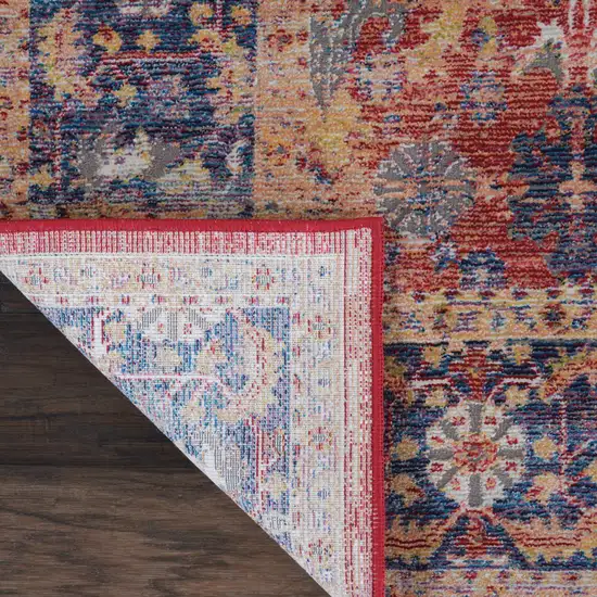 Blue and Red Oriental Distressed Non Skid Area Rug Photo 6