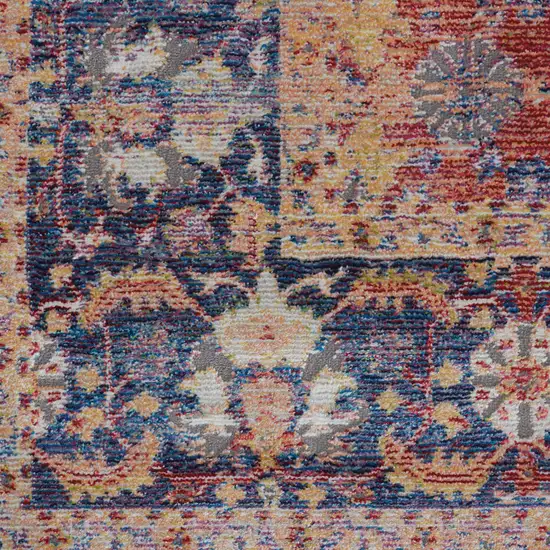 Blue and Red Oriental Distressed Non Skid Area Rug Photo 5