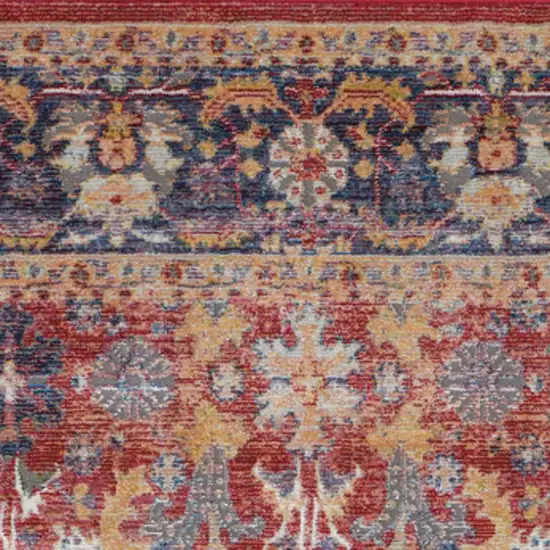 Blue and Red Oriental Distressed Non Skid Area Rug Photo 9