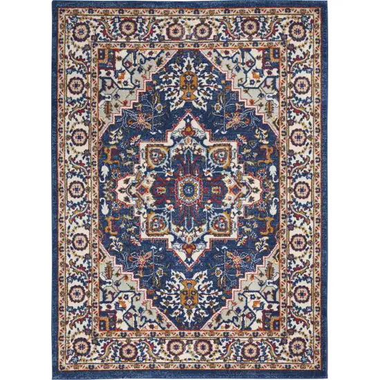 Blue And Ivory Power Loom Area Rug Photo 1